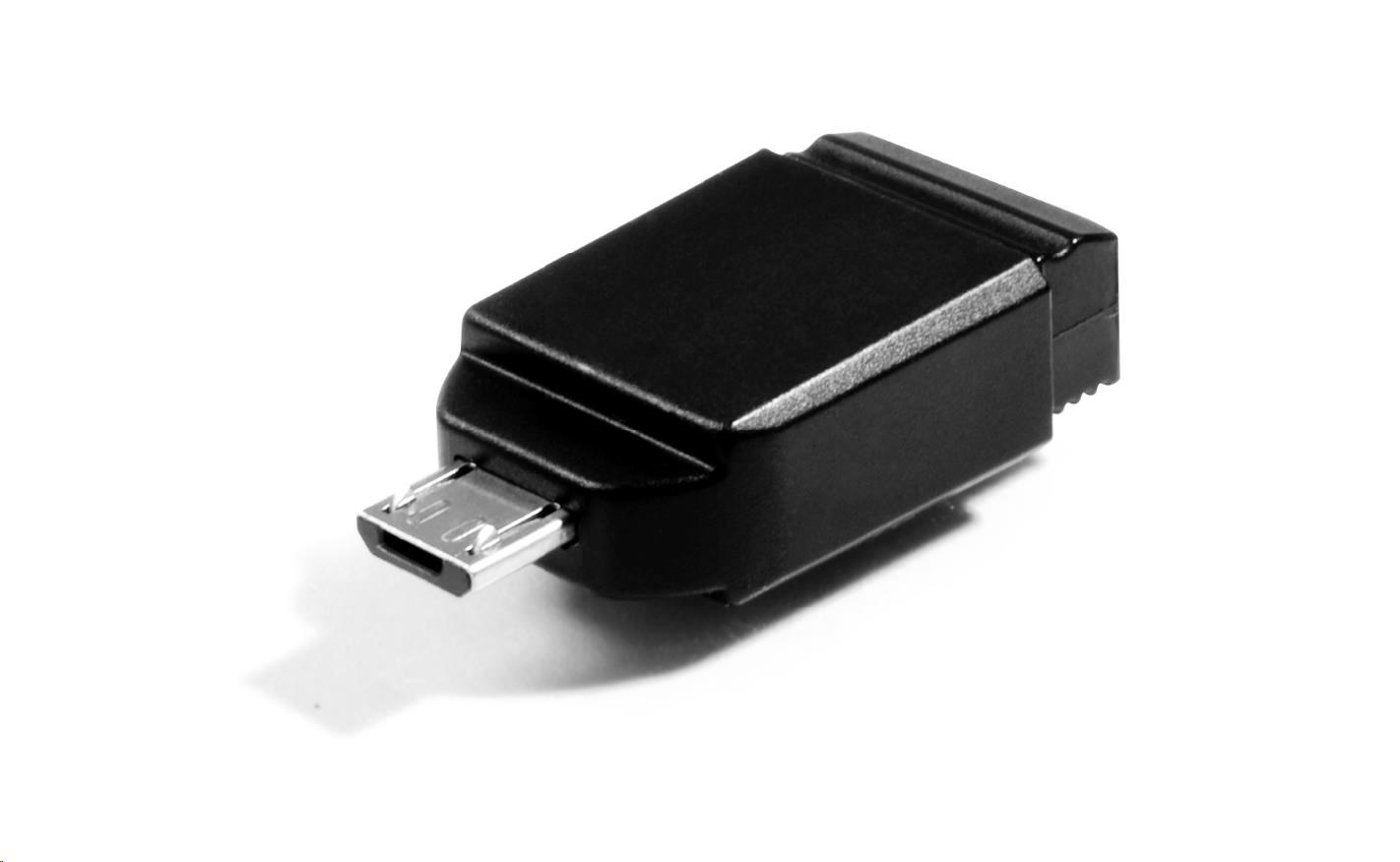 VERBATIM Flash disk 16 GB Store "n" Stay NANO + adaptér micro USB OTG,  USB 2.0,  čierna3 