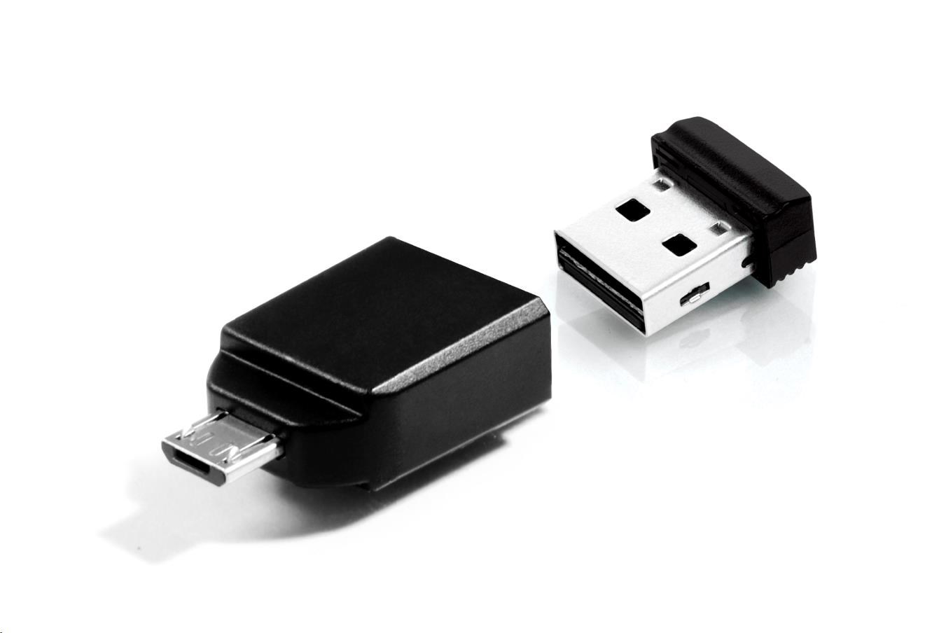 VERBATIM Flash disk 16 GB Store "n" Stay NANO + adaptér micro USB OTG,  USB 2.0,  čierna4 