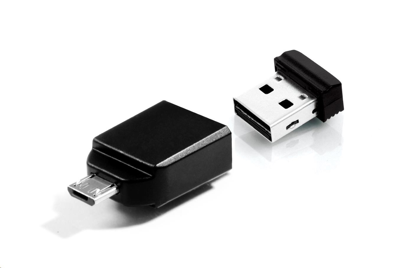 VERBATIM Flash disk 32 GB Store "n" Stay Nano + adaptér micro USB OTG,  USB 2.0,  čierna6 