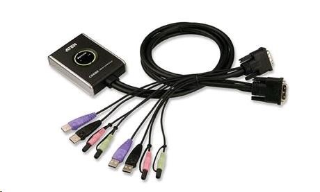 ATEN KVM prepínač 2-portový DVI KVMP USB2.0,  mini,  audio,  1.2m káble0 
