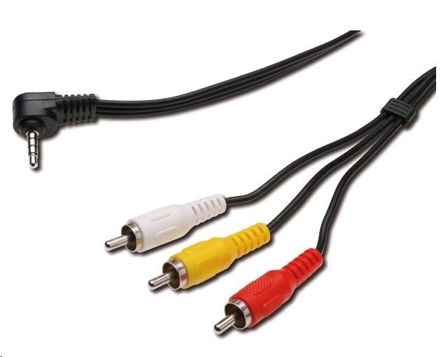 PREMIUMCORD Audio/ video kábel 3, 5 mm Jack 4pin - 3x Cinch 1, 5 m (M/ M)0 