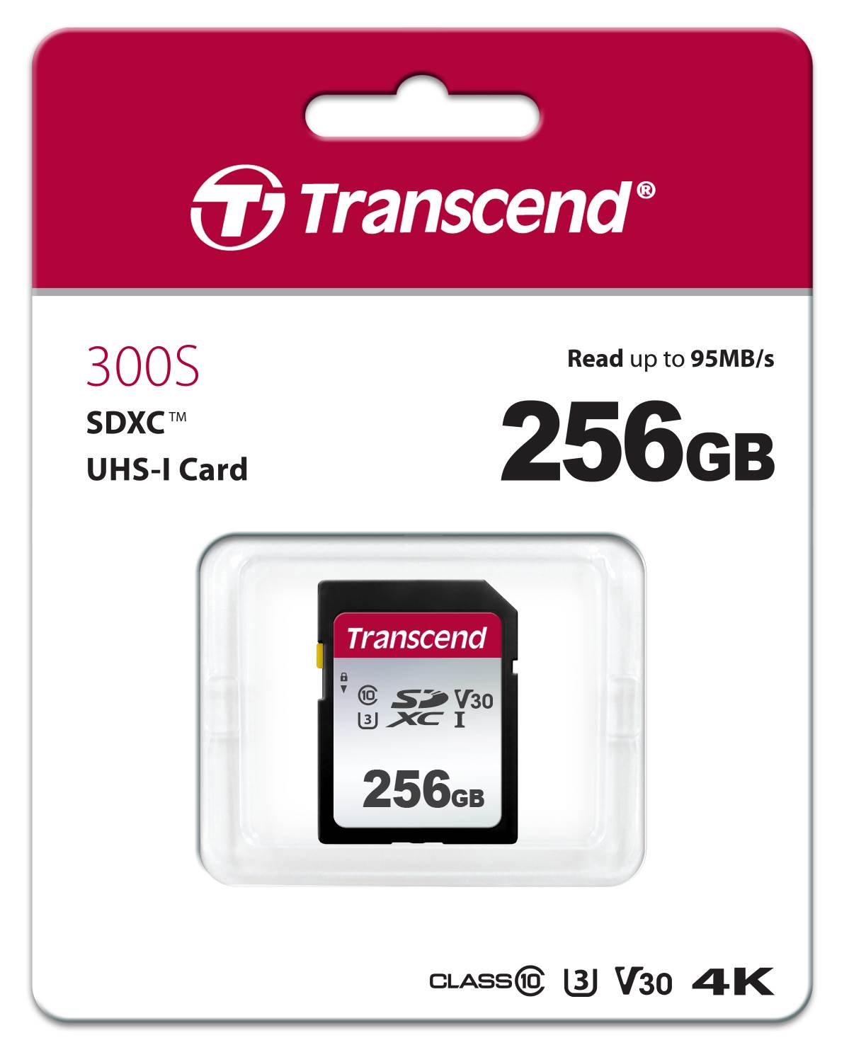 Karta TRANSCEND SDXC 256GB 300S,  UHS-I U3 V30 (R:95/ W:45 MB/ s)1 