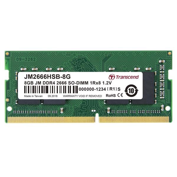 SODIMM DDR4 8GB 2666MHz TRANSCEND 1Rx8 1Gx8 CL19 1.2V0 