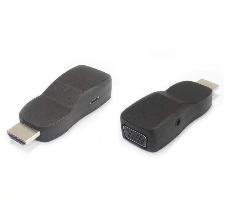 PREMIUMCORD Miniatúrny prevodník HDMI na VGA so zvukovým a napájacím konektorom - čierny0 