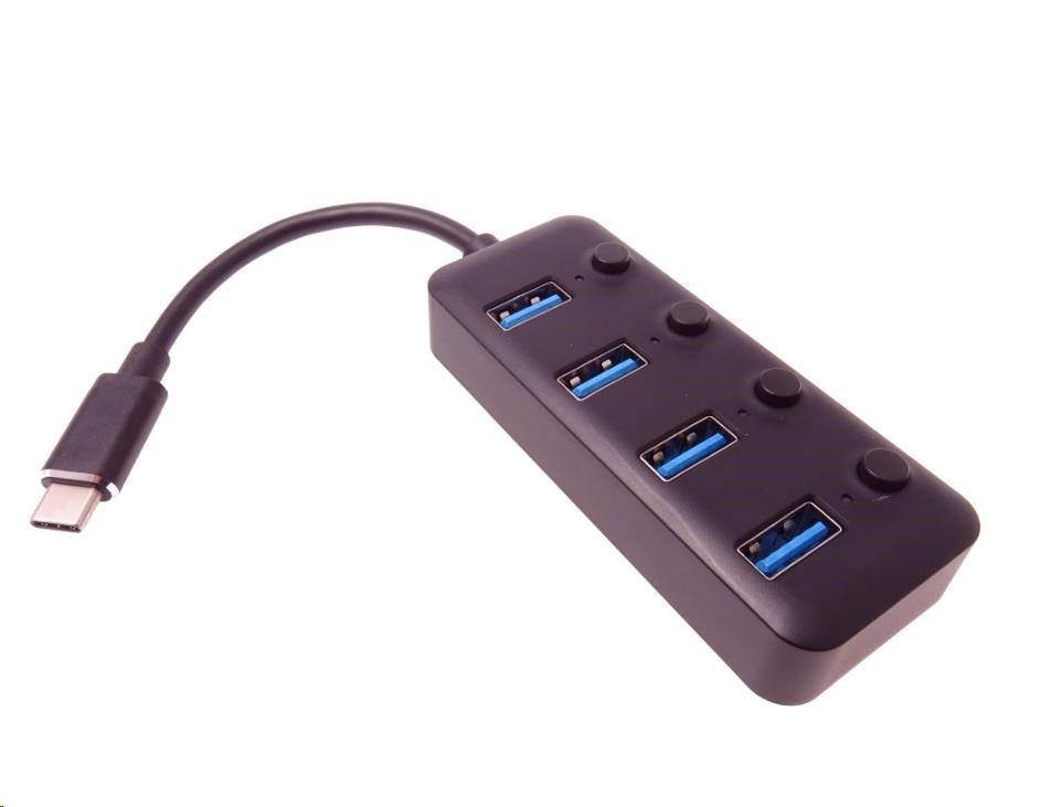 PREMIUMCORD 5G SuperSpeed USB Hub typ C na 4x USB 3.1 A Gen1,  prepínače portov0 