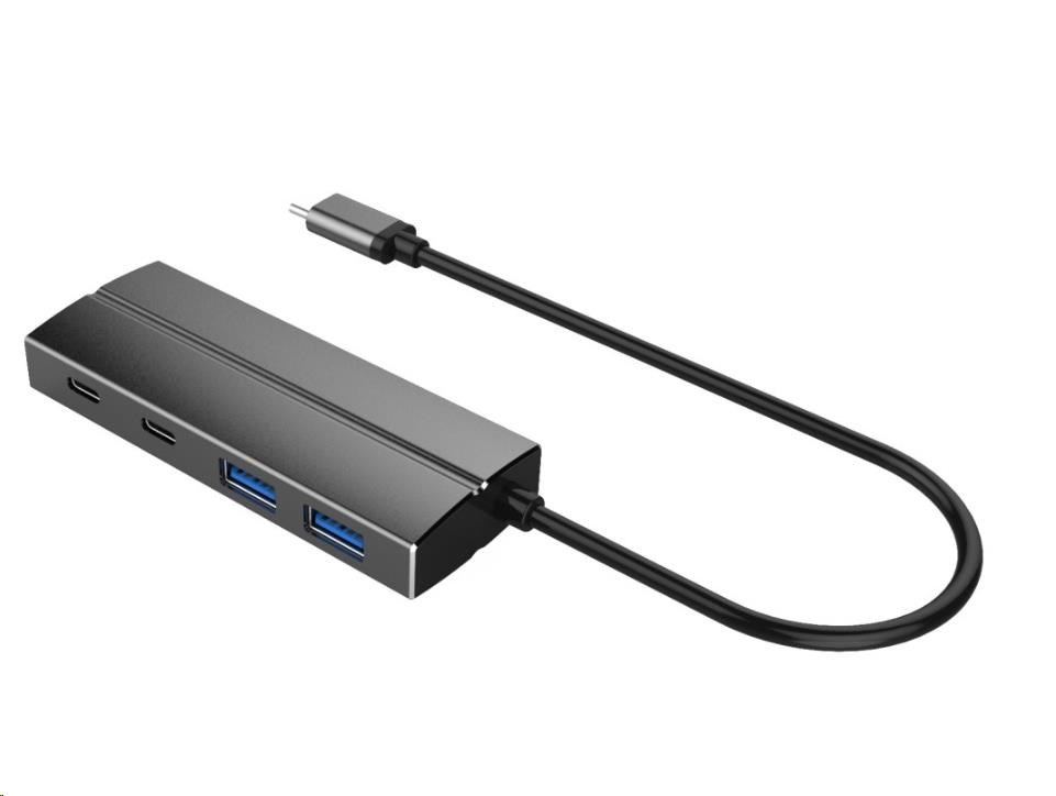 PREMIUMCORD 10G SuperSpeed USB Hub typ C na 2 X USB 3.1 A + 2 X USB 3.1 C Hliník0 