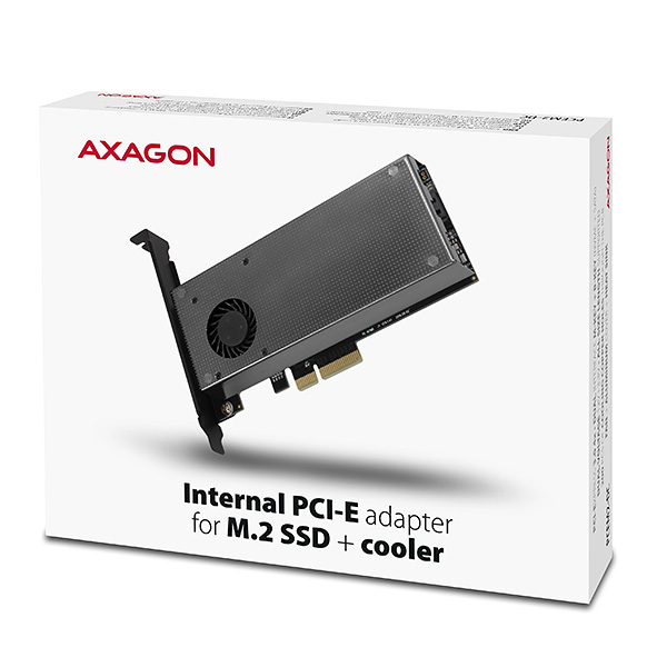 AXAGON PCEM2-DC,  PCIe x4 - M.2 NVMe M-key + SATA B-key slot adaptér,  chladič,  LP6 