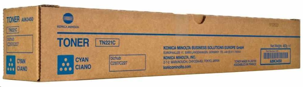 Toner Minolta TN-221C, azúrový pre bizhub C227, C287 (21k)0 