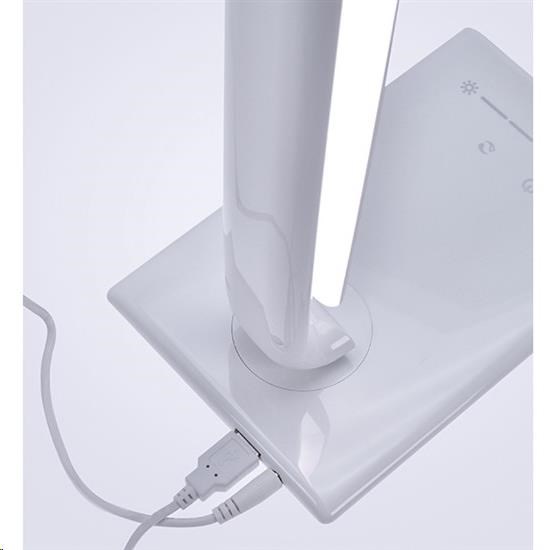 Solight LED stolní lampička stmívatelná,  12W,  volba teploty světla,  USB,  bílý lesk4 