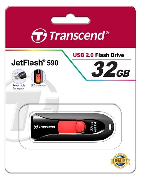 TRANSCEND Flash disk 32GB JetFlash®590K,  USB 2.0 (R:16/ W:6 MB/ s) čierna4 