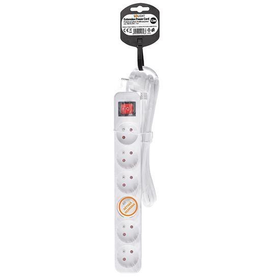 Solight prodlužovací přívod,  6 zásuvek,  bílý,  vypínač,  1, 5m3 