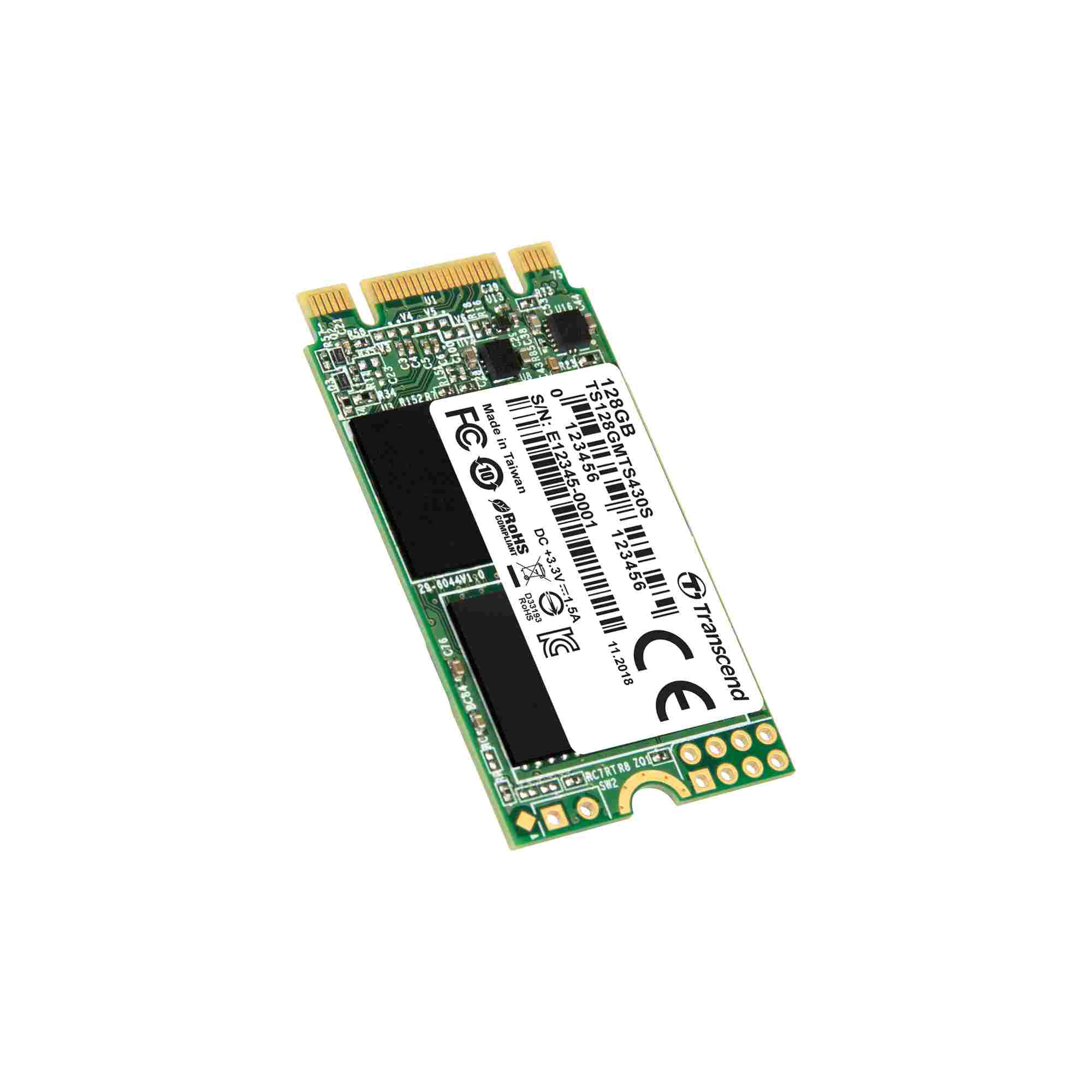 TRANSCEND Industrial SSD MTS430S 128GB,  M.2 2242,  SATA III 6 Gb/ s,  TLC2 