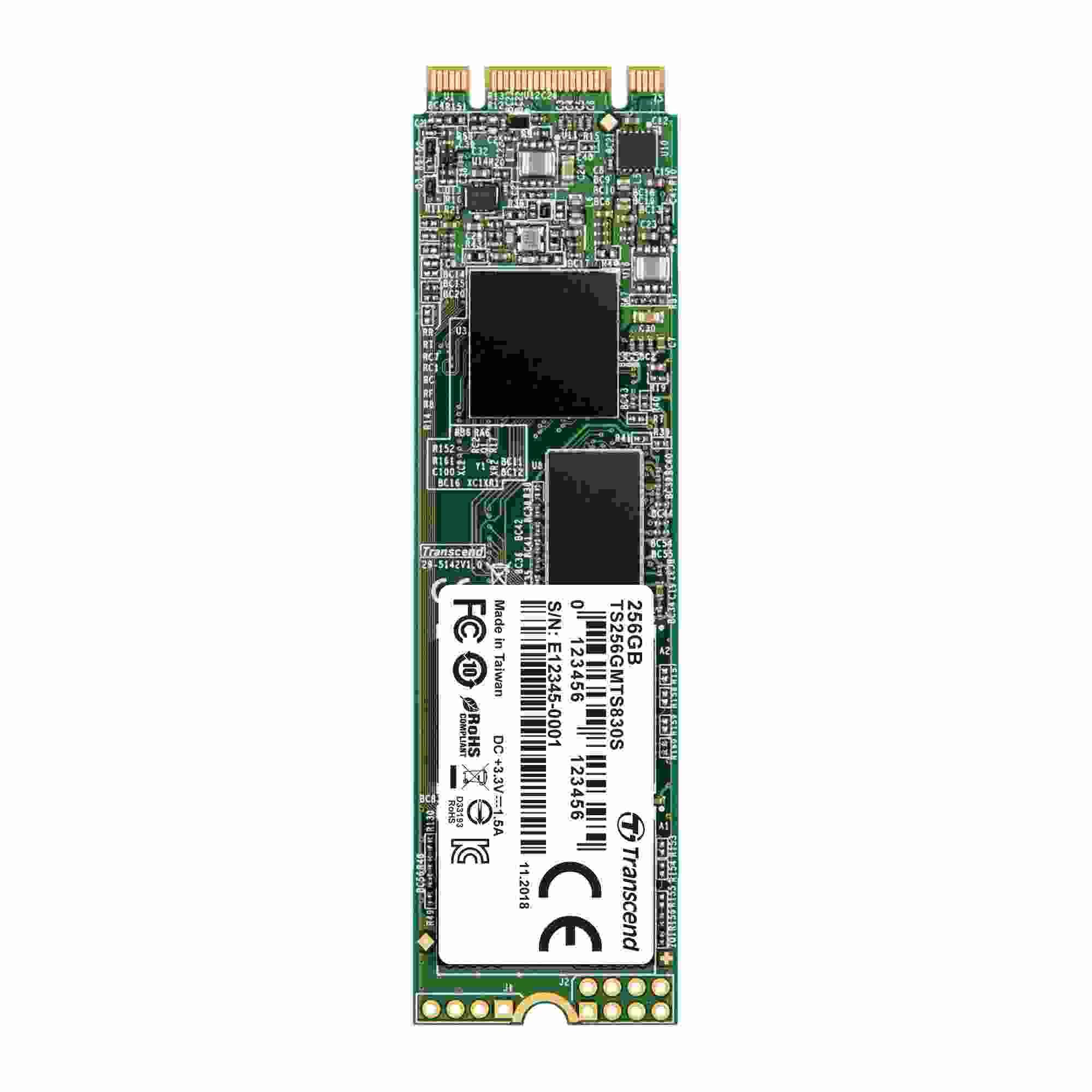 TRANSCEND SSD MTS830S 256GB,  M.2 2280,  SATA III 6 Gb/ s,  TLC,  objemové0 