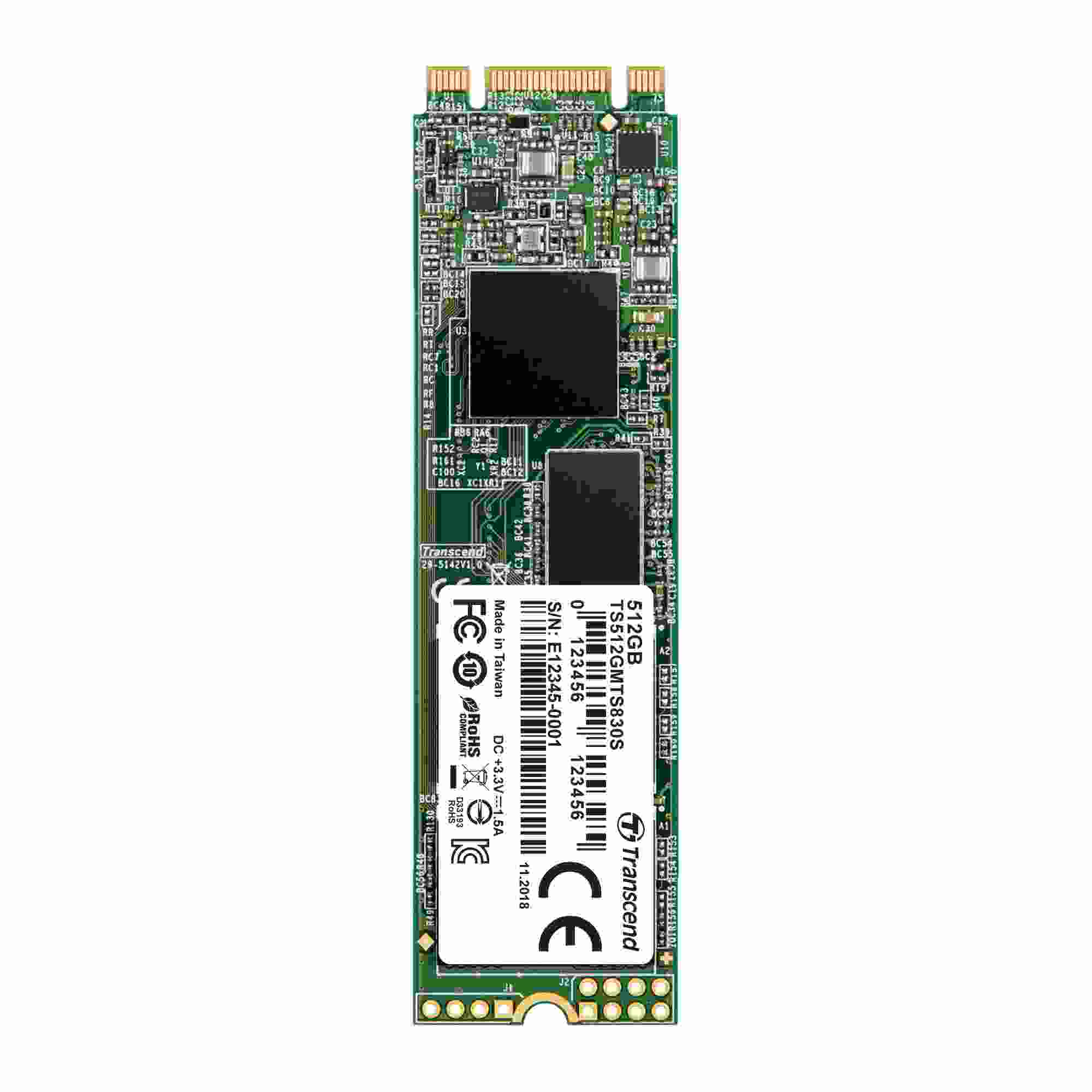 TRANSCEND SSD MTS830S 512GB,  M.2 2280,  SATA III 6 Gb/ s,  TLC,  objemové0 