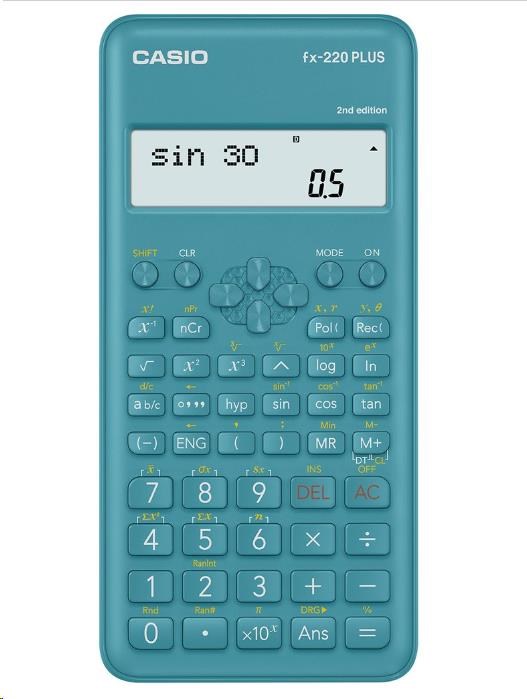 CASIO kalkulačka FX 220 PLUS 2E,  modrá,  školní,  desetimístná0 