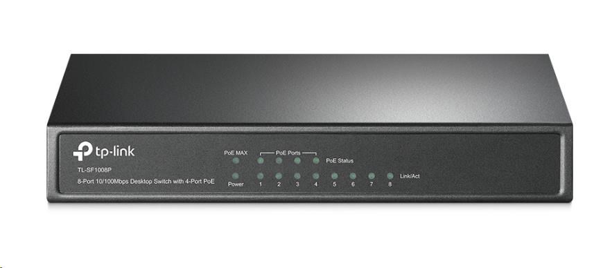 TP-Link switch TL-SF1008P (8x100Mb/s, 4xPoE+, 66W, fanless)0 