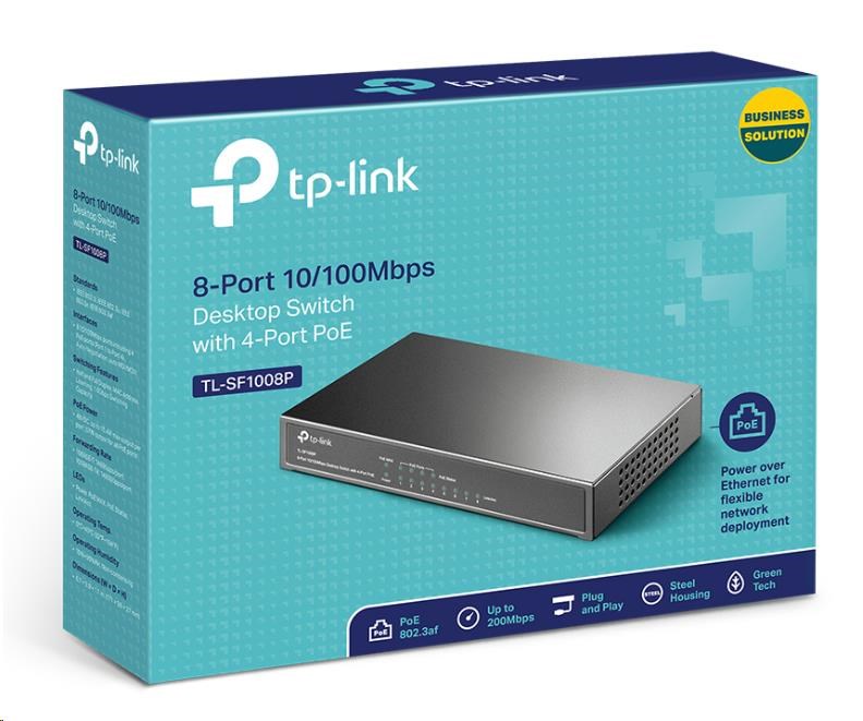 TP-Link switch TL-SF1008P (8x100Mb/s, 4xPoE+, 66W, fanless)2 