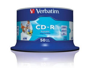 VERBATIM CD-R(50-Pack)Spindle/ Inkjet Printable/ 52x/ 700MB /  Non ID Branded0 
