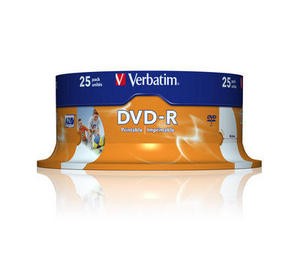 VERBATIM DVD-R(25-Pack)Vreteno/ Inkjet Printable/ 16x/ 4.7GB0 