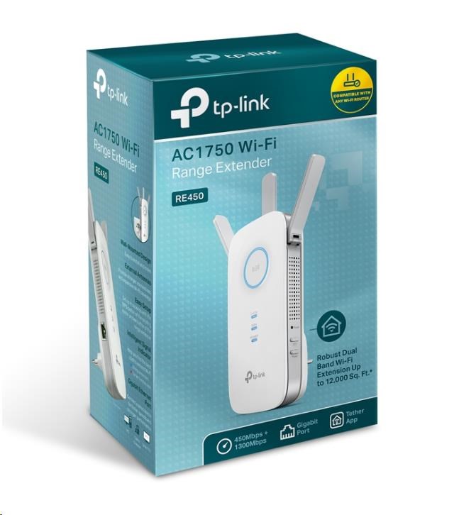 TP-Link RE450 OneMesh/EasyMesh WiFi5 Extender/Repeater (AC1750,2,4GHz/5GHz,1xGbELAN)2 