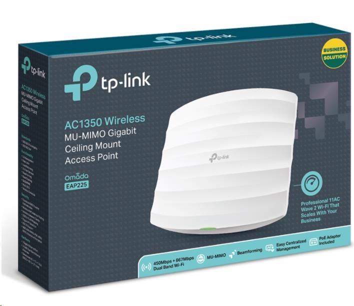 TP-Link EAP225 OMADA WiFi5 AP (AC1350, 2, 4GHz/ 5GHz, 1xGbELAN, 1xPoE-in)2 