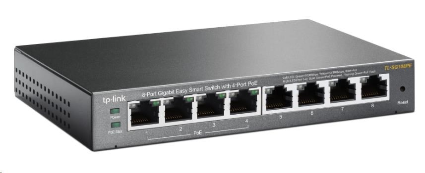 TP-Link Easy Smart switch TL-SG108PE (8xGbE,  4xPoE+,  64W,  fanless)0 