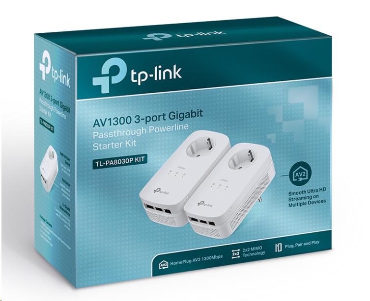 TP-Link TL-PA8030PKIT průchozí powerline set (AV1300, 3xGbE,  HomePlug AV2)2 