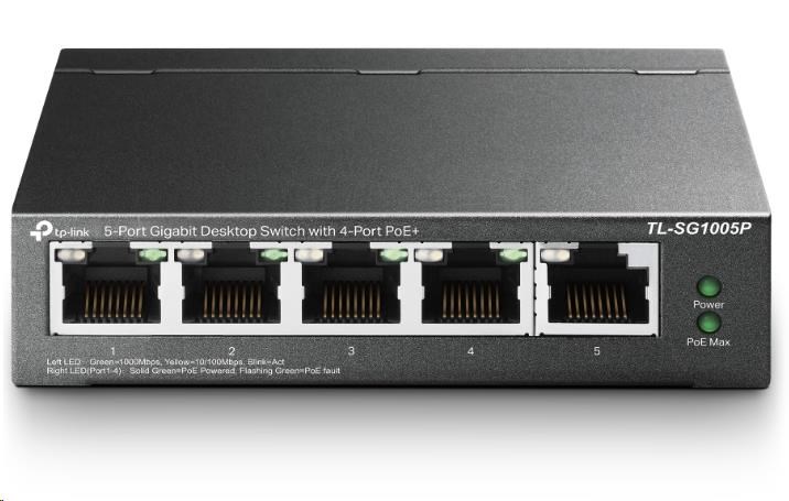 TP-Link switch TL-SG1005P (5xGbE,  4xPoE+,  65W,  fanless)0 