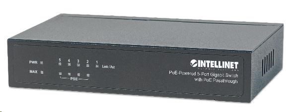 Intellinet 5portový gigabitový PoE+ prepínač,  4x PoE port,  68W PoE rozpočet,  možnosť napájania cez port 1 (PoE PD)1 