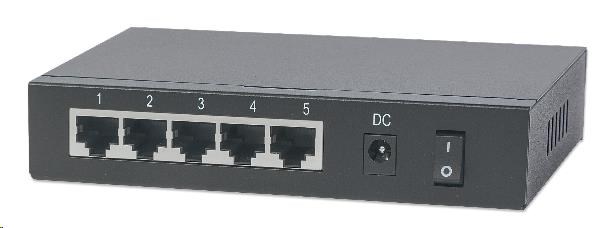 Intellinet 5portový gigabitový PoE+ prepínač,  4x PoE port,  68W PoE rozpočet,  možnosť napájania cez port 1 (PoE PD)0 