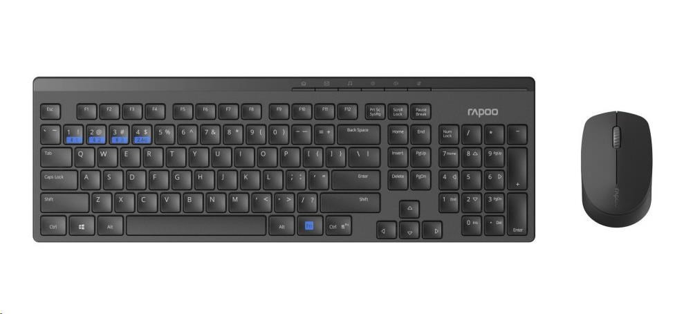 RAPOO set klávesnice a myši 8100M Bezdrôtový viacrežimový set optickej myši a klávesnice čierny CZ/ SK2 