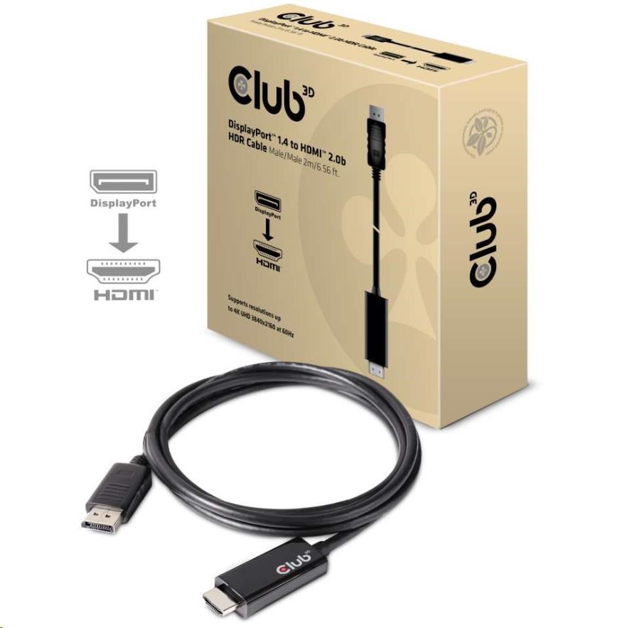 Club3D Adaptér aktivní DisplayPort 1.4 na HDMI 2.0b HDR (M/ M),  2m3 