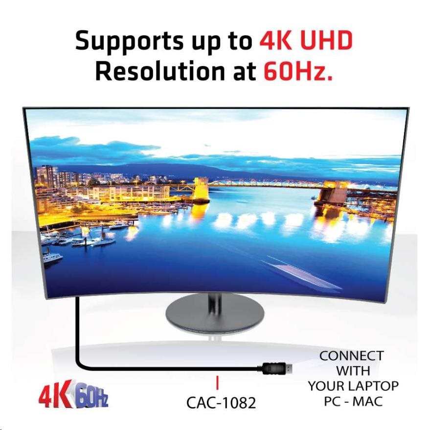 Club3D Adaptér aktivní DisplayPort 1.4 na HDMI 2.0b HDR (M/ M),  2m6 