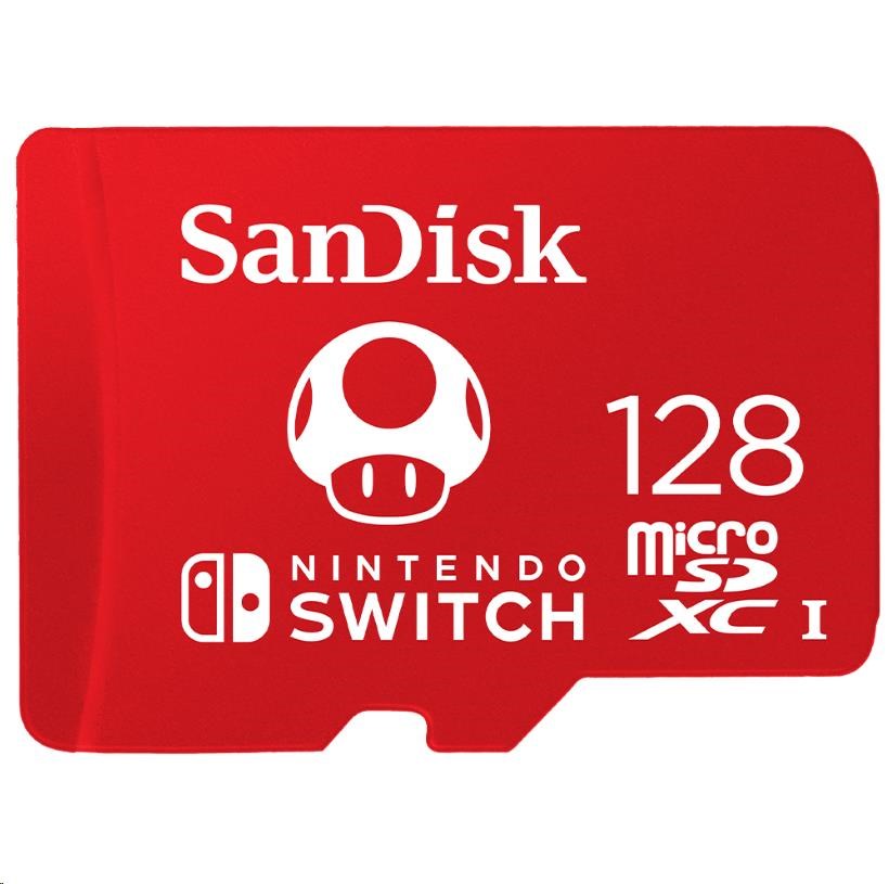 SanDisk MicroSDXC karta 128GB for Nintendo Switch (R:100/ W:90 MB/ s,  UHS-I,  V30, U3,  C10,  A1) licensed Product, Super Mario1 