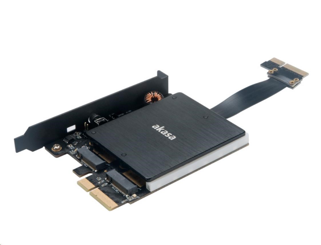 Adaptér AKASA Dual pre M.2 PCIe s RGB LED a chladičom2 