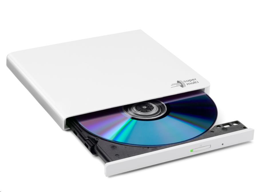 HITACHI LG - externá mechanika DVD-W/ CD-RW/ DVD±R/ ±RW/ RAM GP57EW40,  Slim,  biela,  krabica+SW0 