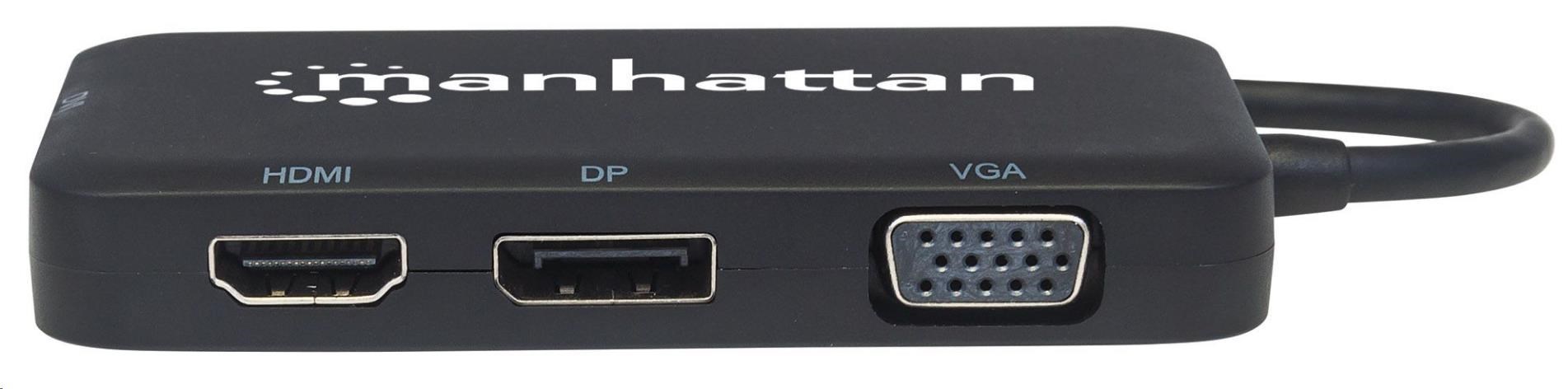 MANHATTAN USB-C na HDMI/DP/VGA/DVI dokovacia stanica3 