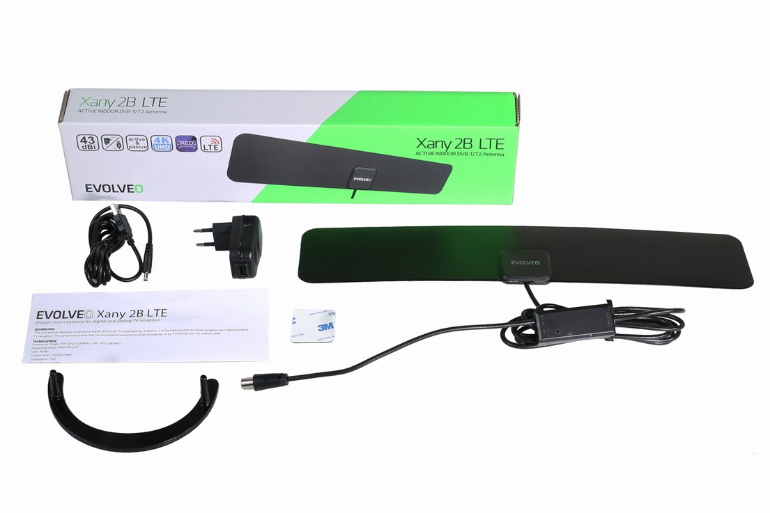 EVOLVEO Xany 2B,  230/ 5V,  aktivní pokojová anténa FM/ DAB+/ DVB-T2,  filtr LTE, 4G, 5G3 