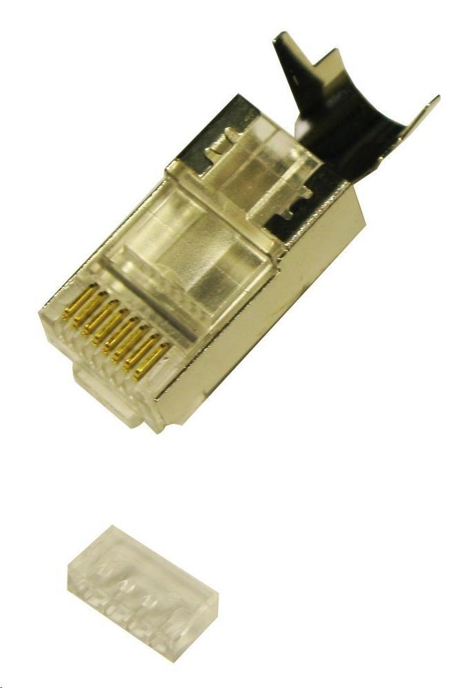 Konektor STP RJ45 (8p8c),  Cat6A/ Cat7,  skládaný,  drát (prodej po 10 ks)0 
