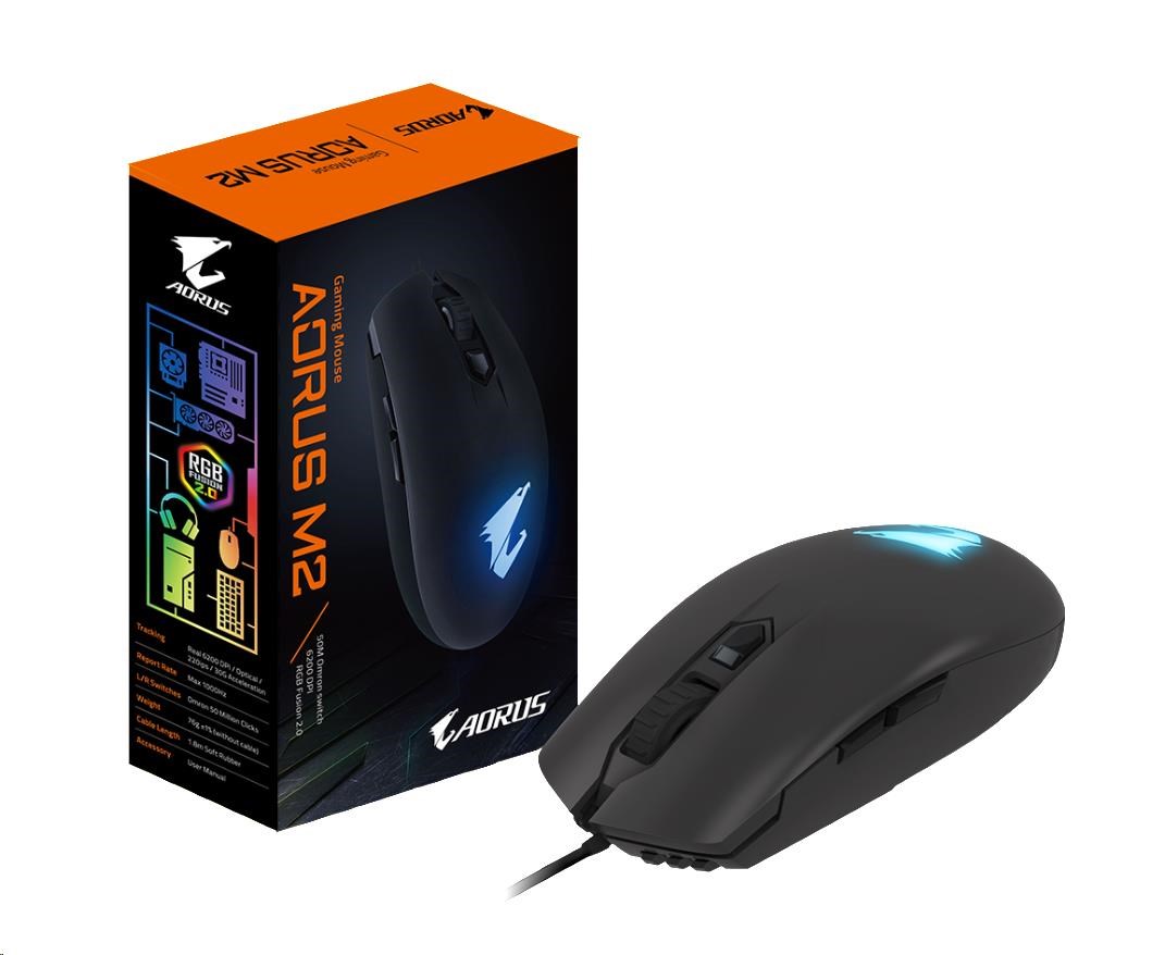GIGABYTE myš Gaming Mouse AORUS M2,  USB,  Optical,  up to 6200 DPI1 
