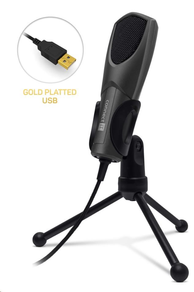 Mikrofón CONNECT IT YouMic USB,  pozlátený konektor USB,  antracitová farba0 