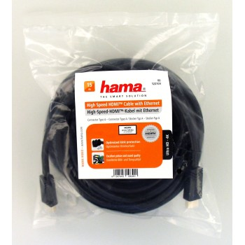 Hama HDMI káblová vidlica - vidlica,  pozlátená,  3*,  15 m1 