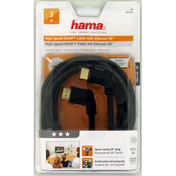 Hama HDMI kábel vidlica-vidlica,  kolmé konektory,  pozlátený,  3*,  3 m2 