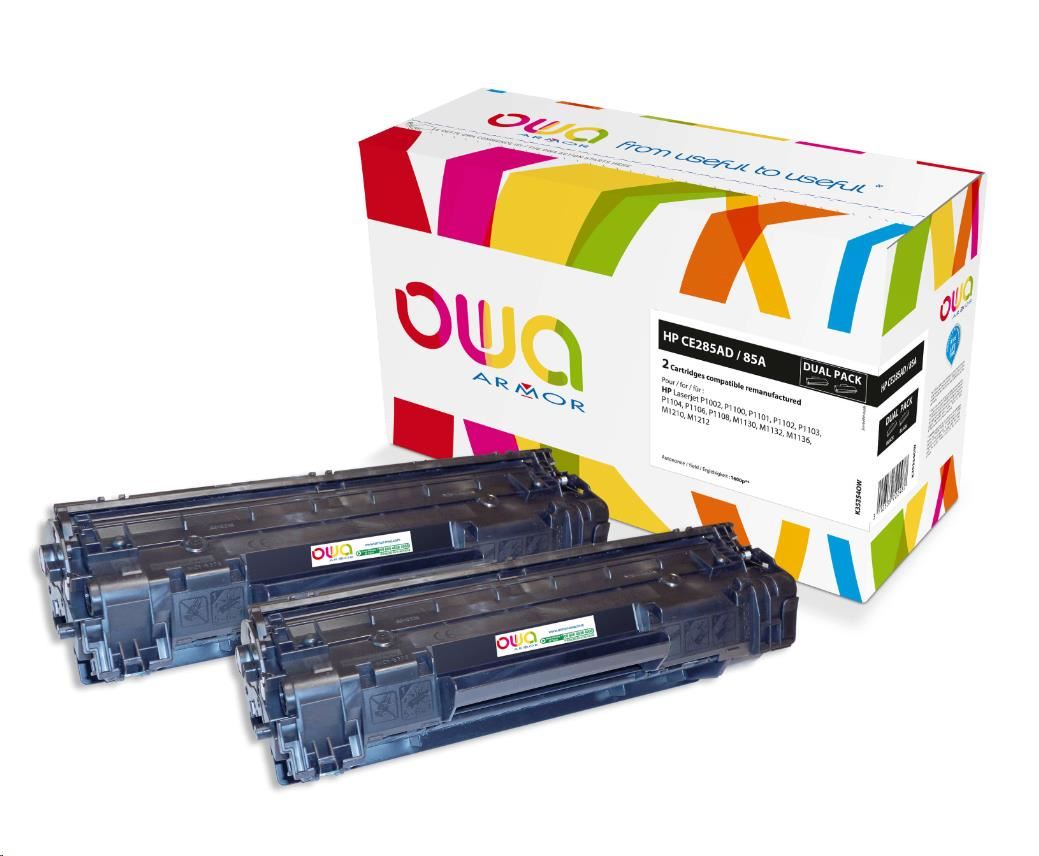 OWA Armor toner pre HP LJ P1002, 1100, 1102, 1103, 1104, 1106, 1108, M1130, 1132, 1136, 1210, 1212 2x1600 strán,  CE285AD,  čierny0 
