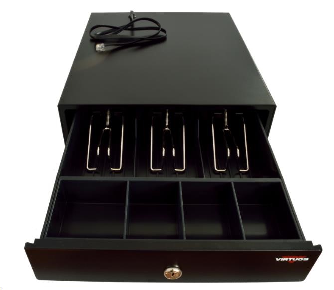 Pokladničná zásuvka Virtuos micro EK-300C,  9V-24V,  s káblom 24V,  viazač 3/ 4,  čierna0 