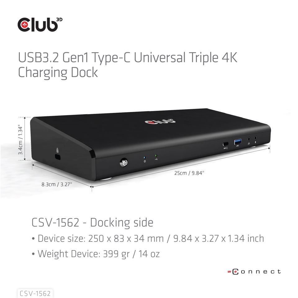 Dokovacia stanica USB Club3D 3.2 typy C (5xUSB/ USB-C/ 3xHDMI/ 2xDP/ Ethernet/ Audio) s univerzálnym trojitým napájacím adap7 