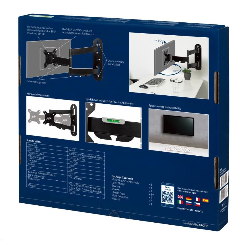 Nástenný držiak ARCTIC pre monitor W1C5 