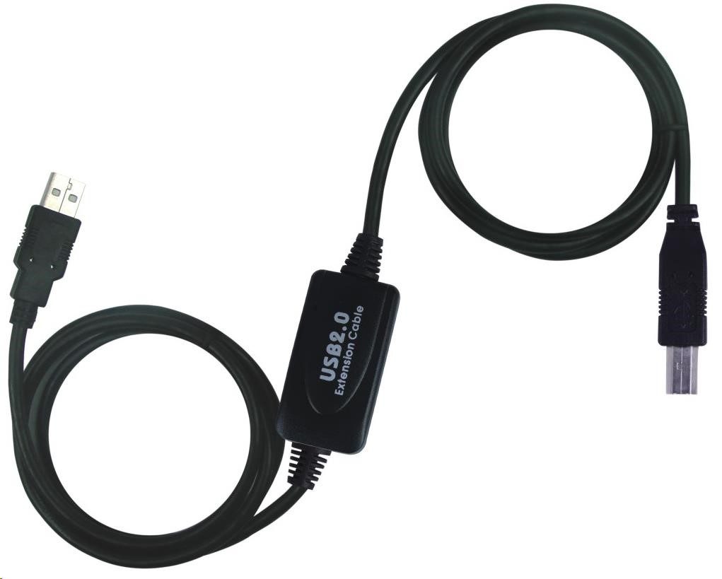 PREMIUMCORD USB 2.0 opakovač a prepojovací kábel A/ M-B/ M 20m0 