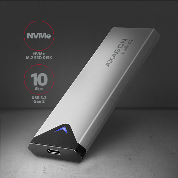 AXAGON EEM2-UG2,  USB-C 10Gbps - M.2 NVMe SSD ARROW box,  strieborný2 