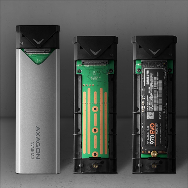 AXAGON EEM2-UG2,  USB-C 10Gbps - M.2 NVMe SSD ARROW box,  strieborný1 